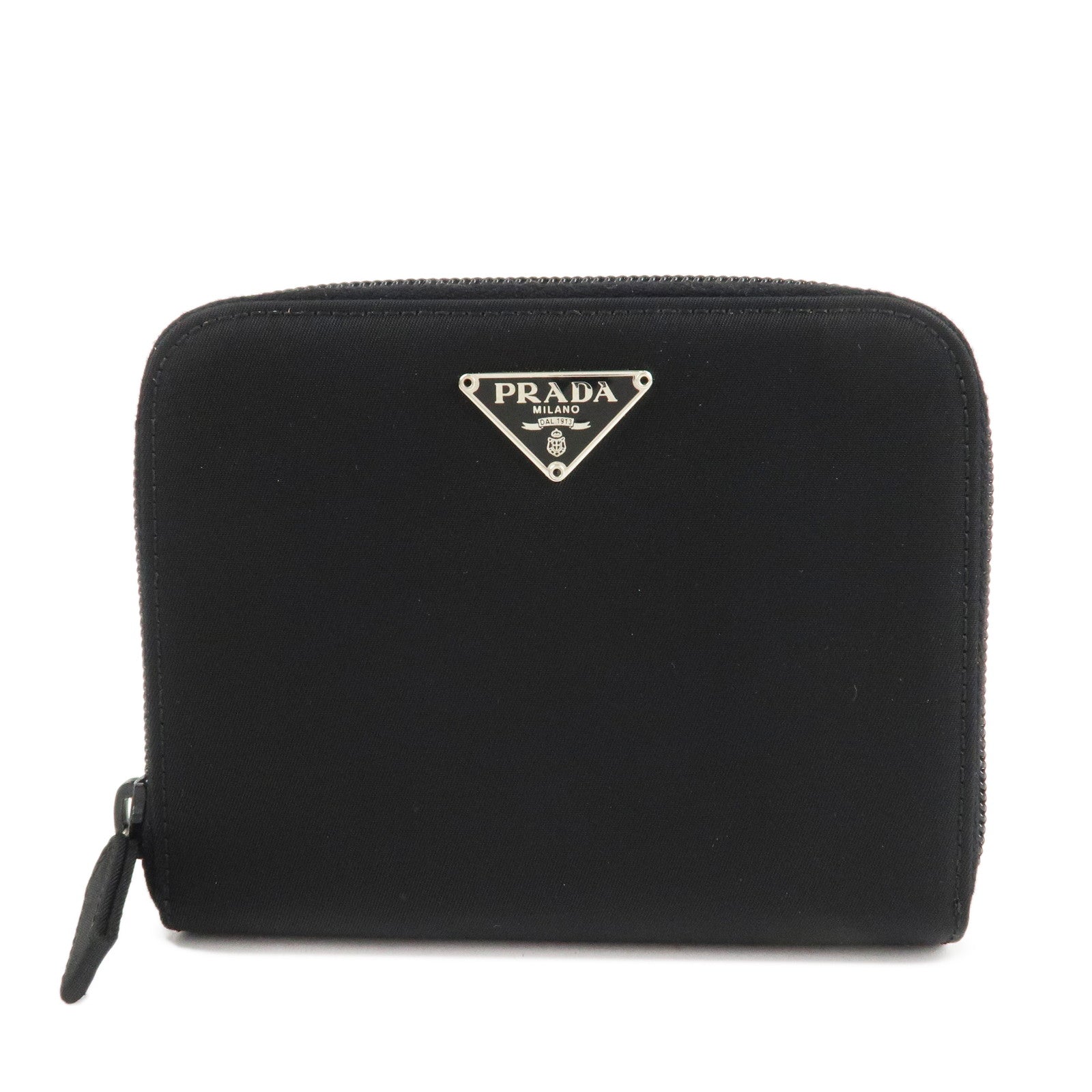 Bi-fold Round zippy Wallet d Leather Nylon Saffiano Handbag