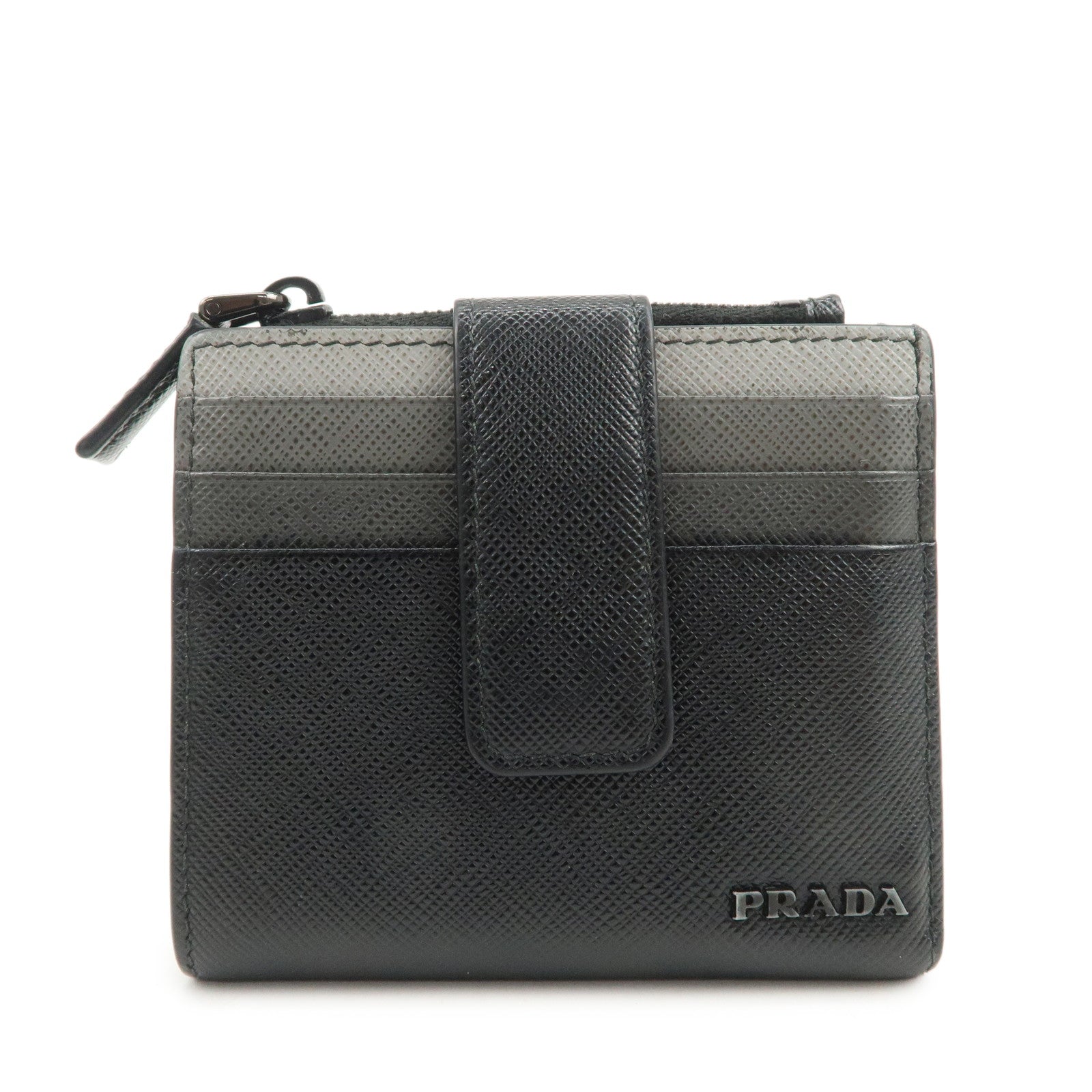Compact Wallet Leather Saffiano Black Handbag