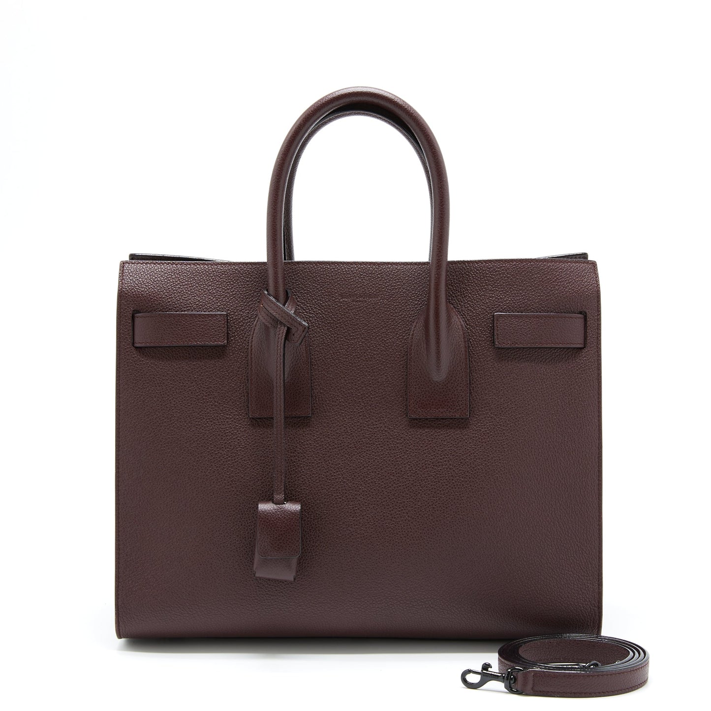 YSL Saint Laurent Sac De Jour Calfskin Burgundy Hardware Travel Black Travel Bag