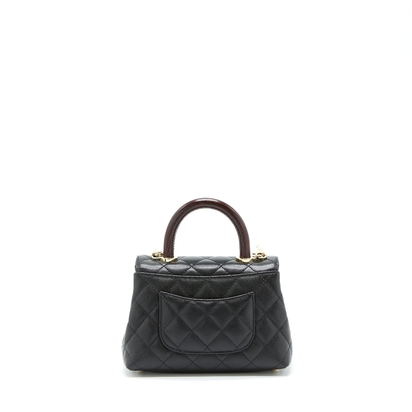 Chanel Coco Handle Flap Caviar Burgundy Handle Black Shoulder Bag