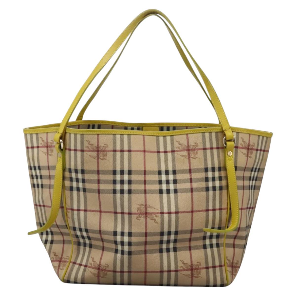 Burberry Nova Check Tote Bag Canvas Beige Tote Bag 93