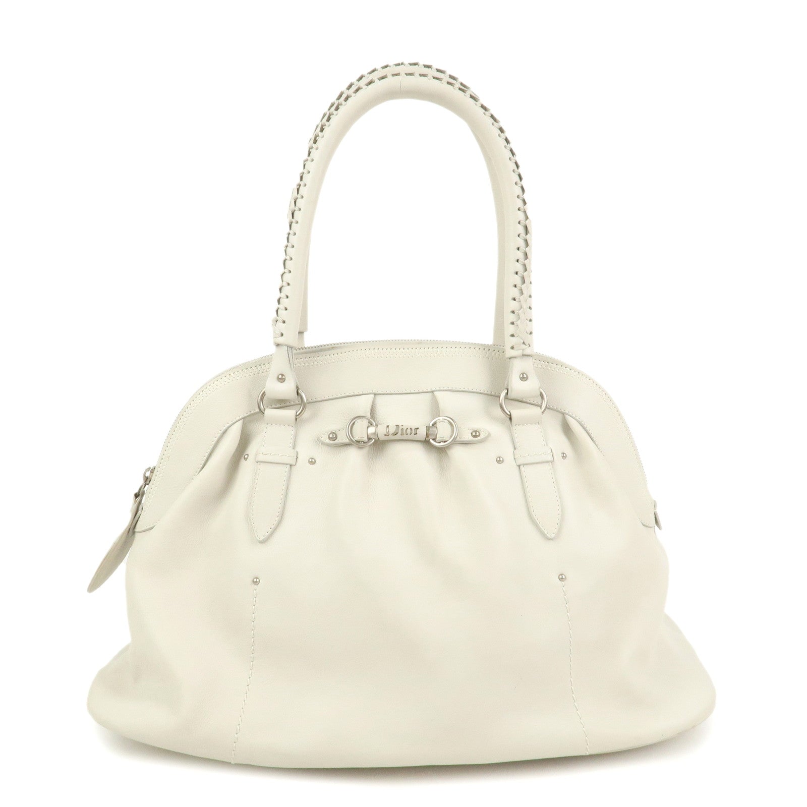 Dior Shoulder Bag Christian Hand Bag 10-RU Leather White