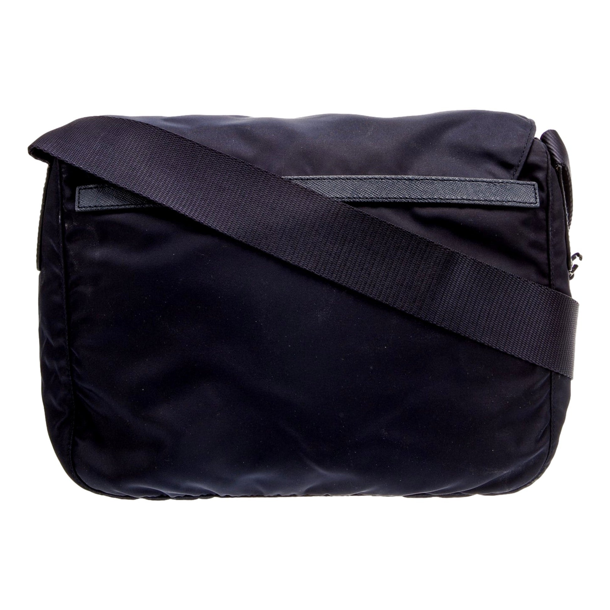 Prada And Messenger Bag With Buckles Nylon Saffiano Blue