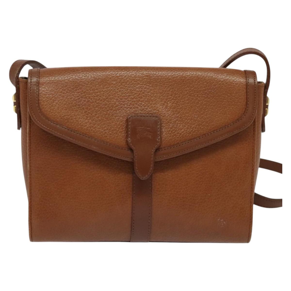 Burberry Nova Check Shoulder Bag Leather Brown Gold