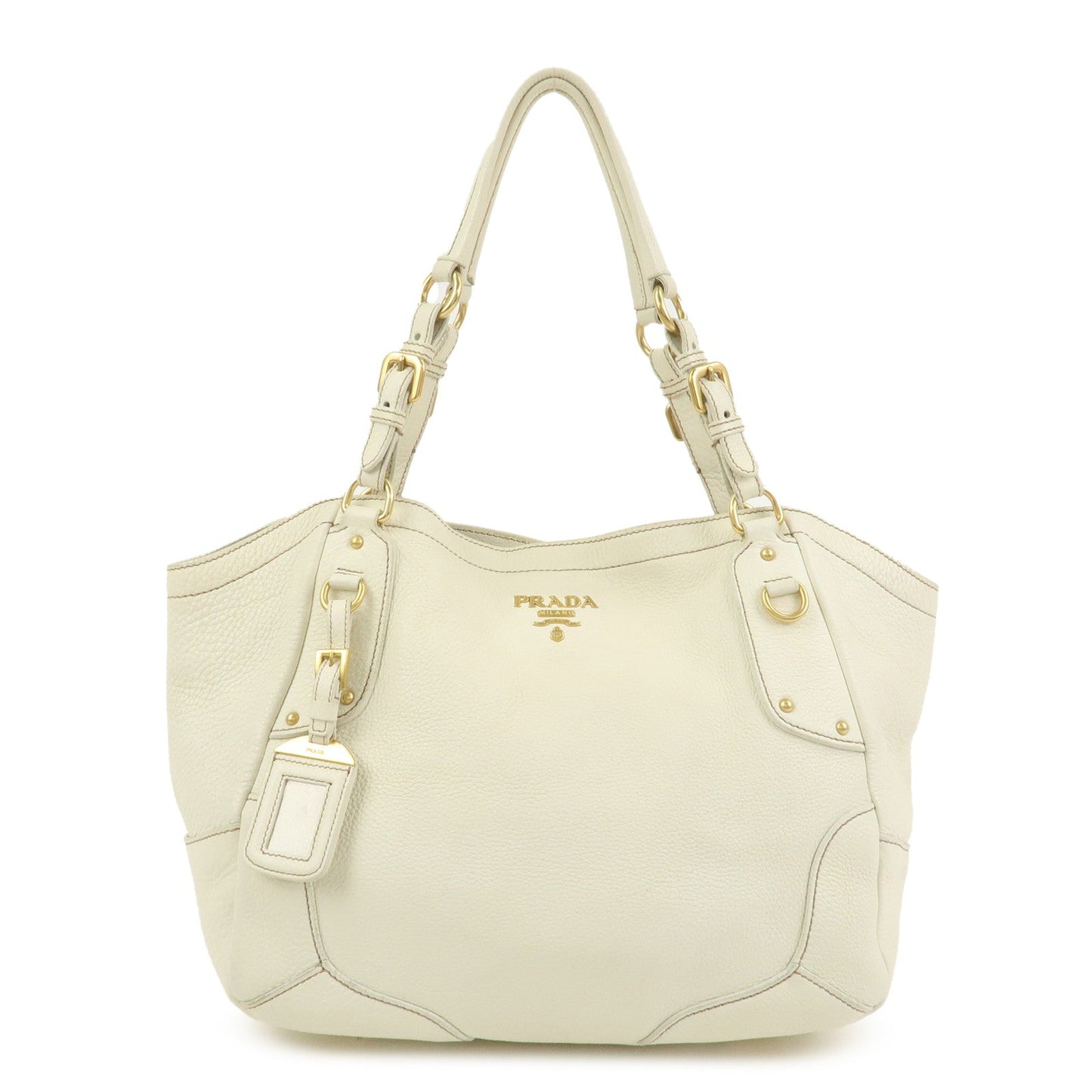 Tote Bag Calf Shoulder Bag Ivory Leather Calf Leather Logo