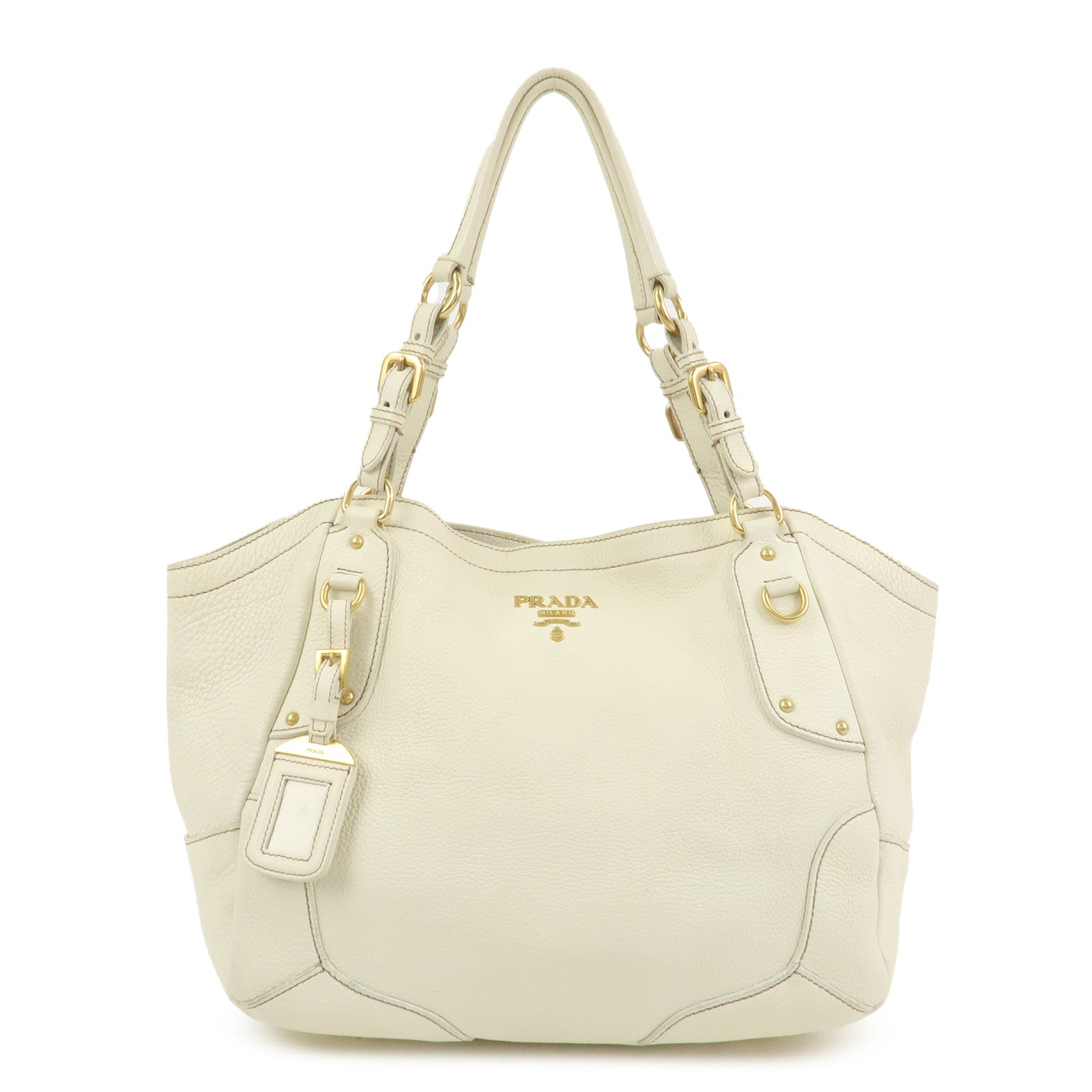 Tote Bag Calf Shoulder Bag Ivory Leather Calf Leather Logo