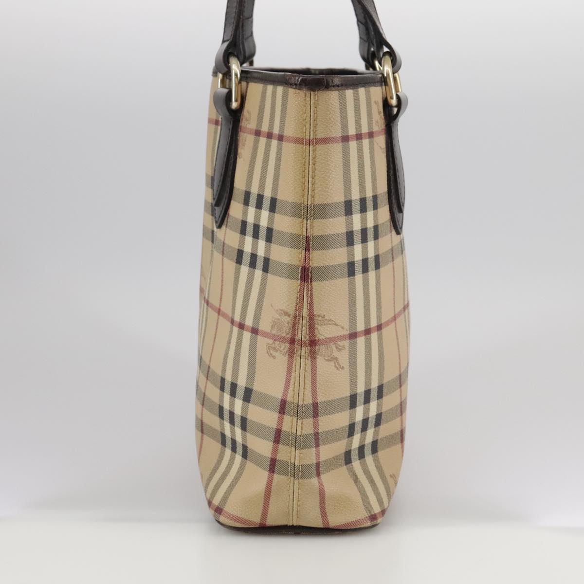 Burberry Haymarket Tote Bag Canvas Beige