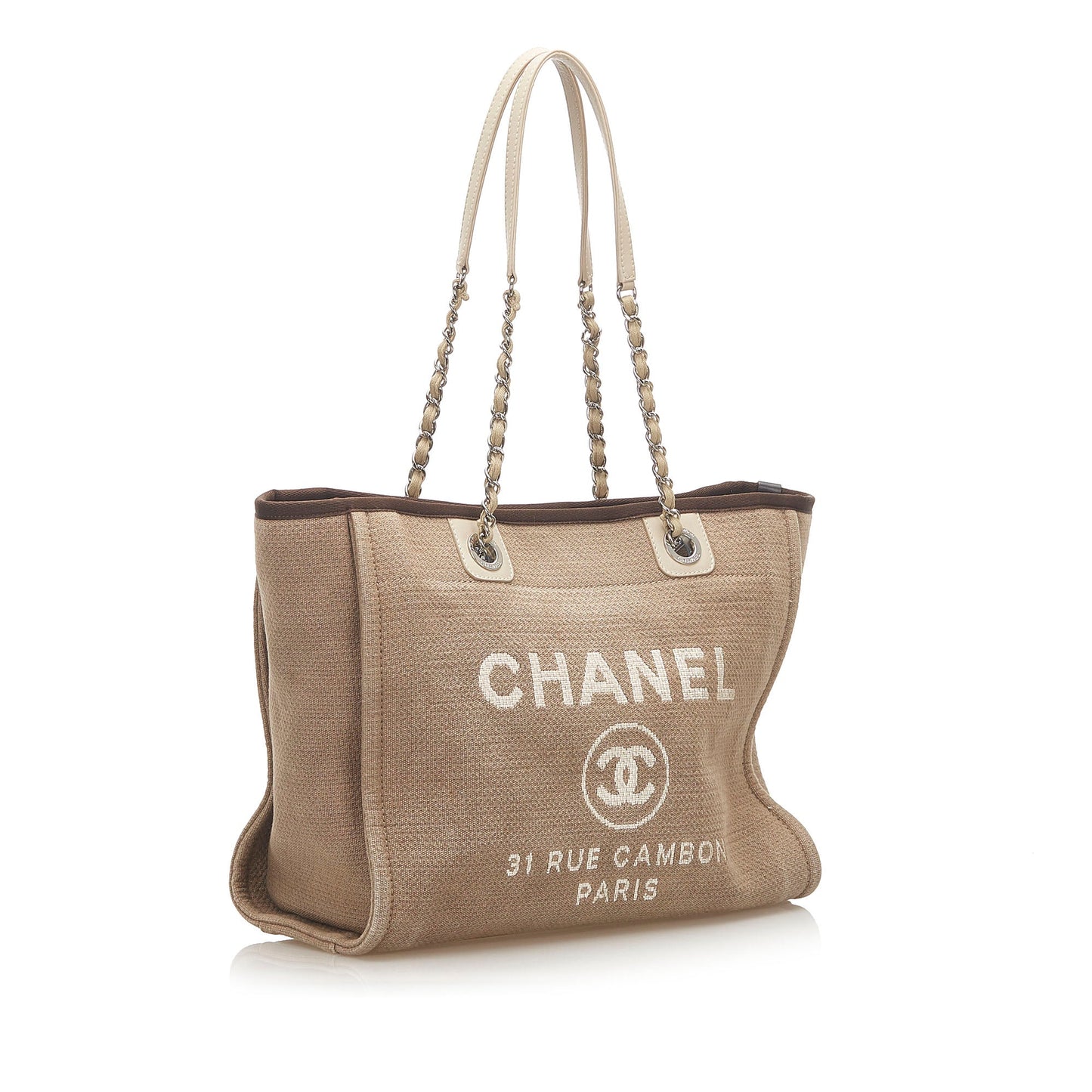Chanel Deauville Tote Bag Leather Canvas