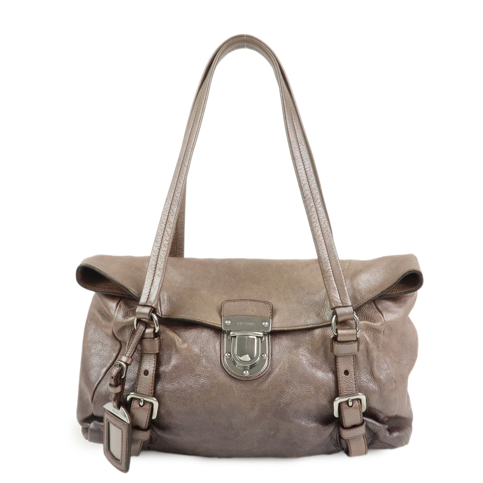 Shoulder Bag Hand Bag Metallic Leather Brown Logo