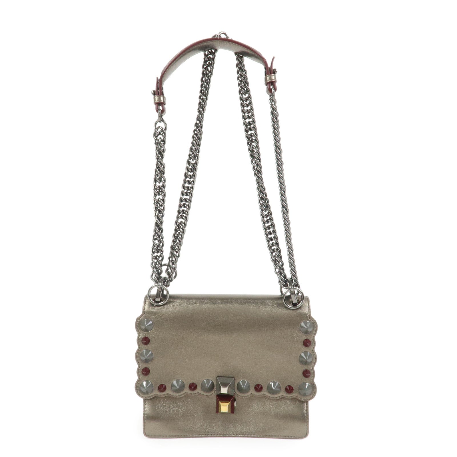 Shoulder Bag Kan I Metallic Leather Gray Mini