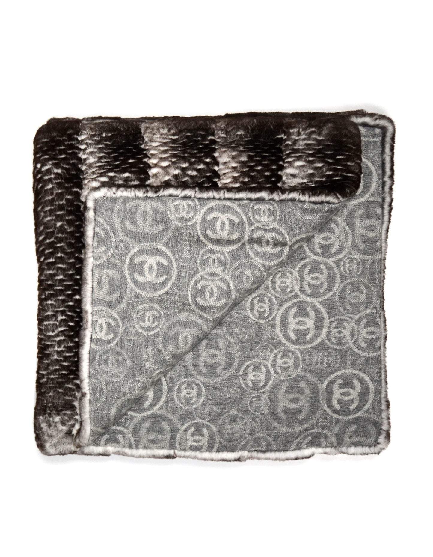 Chanel 78.5" Orylag Rabbit Fur & Cashmere Stole/Throw Apparel
