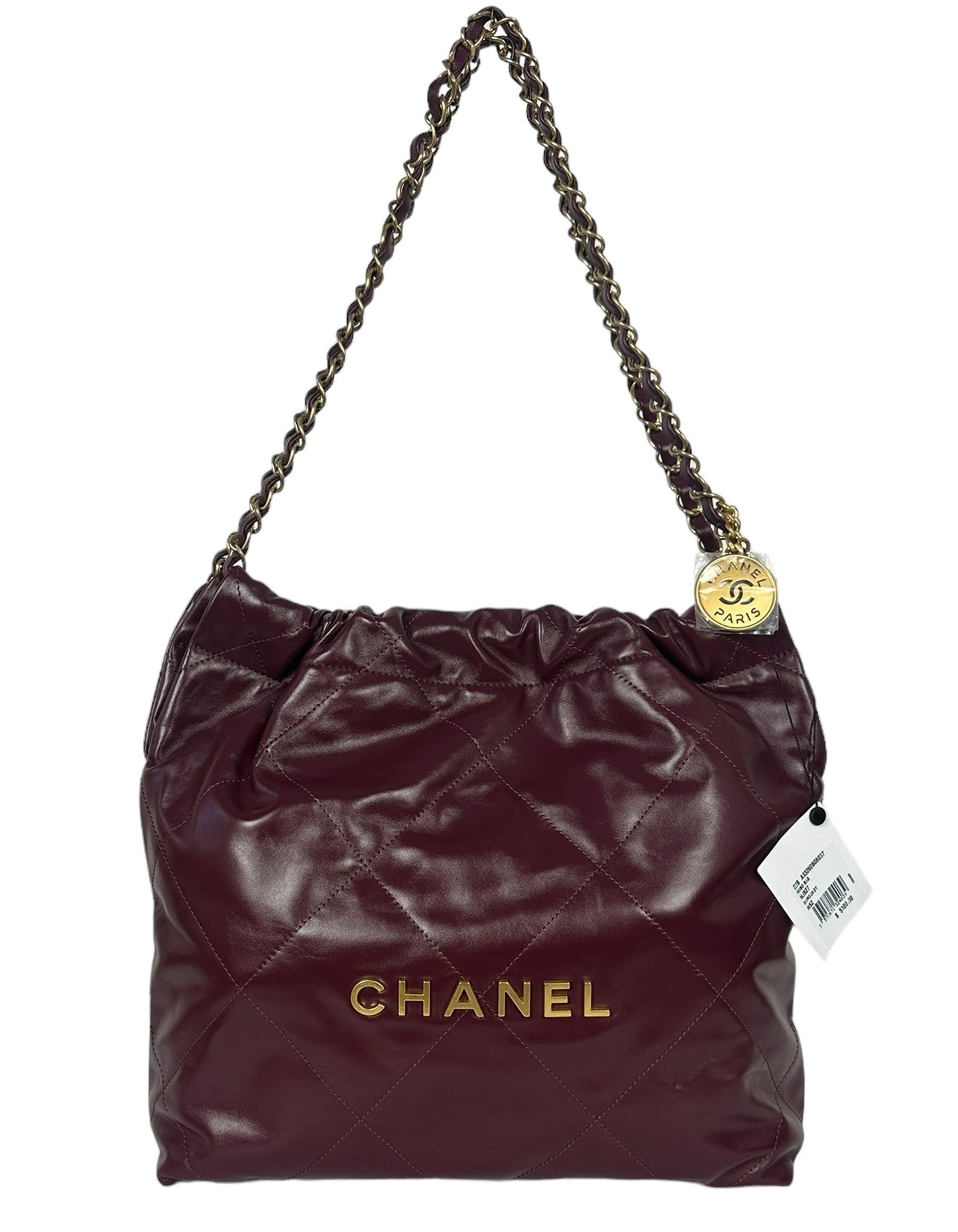 Chanel Burgundy Leather Quilted 22 Tote Bag