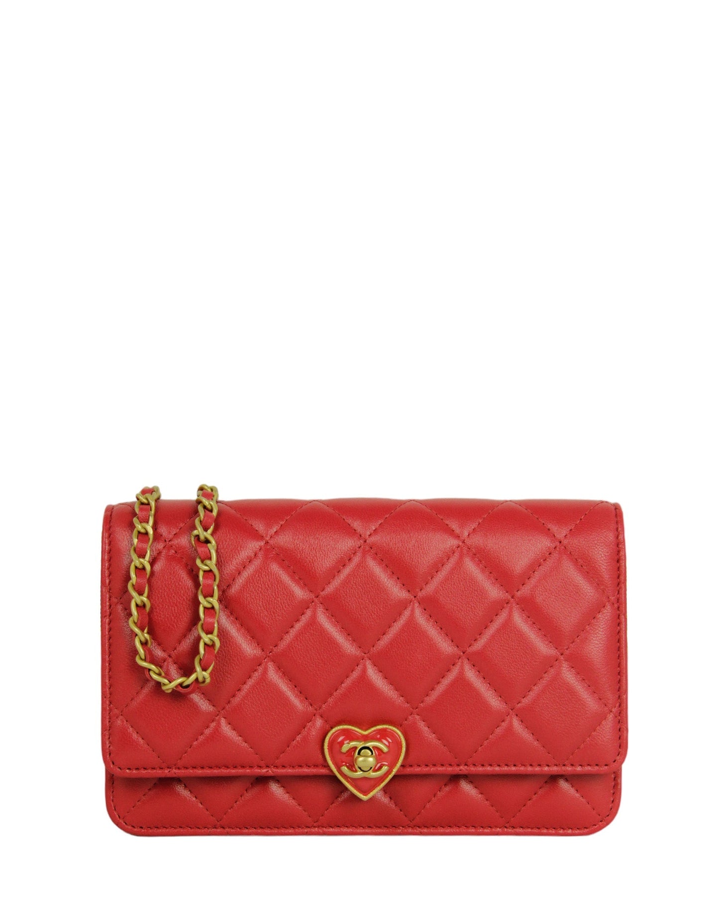 Chanel NEW Red Lambskin CC Heart WOC Bag