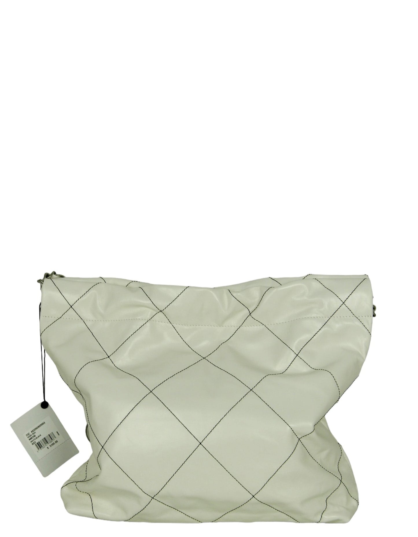 Chanel White Leather Quilted 22 Tote Bag