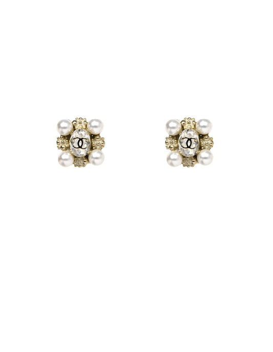 Chanel Pearl and Crystal CC Clip-on Earrings Jewelry