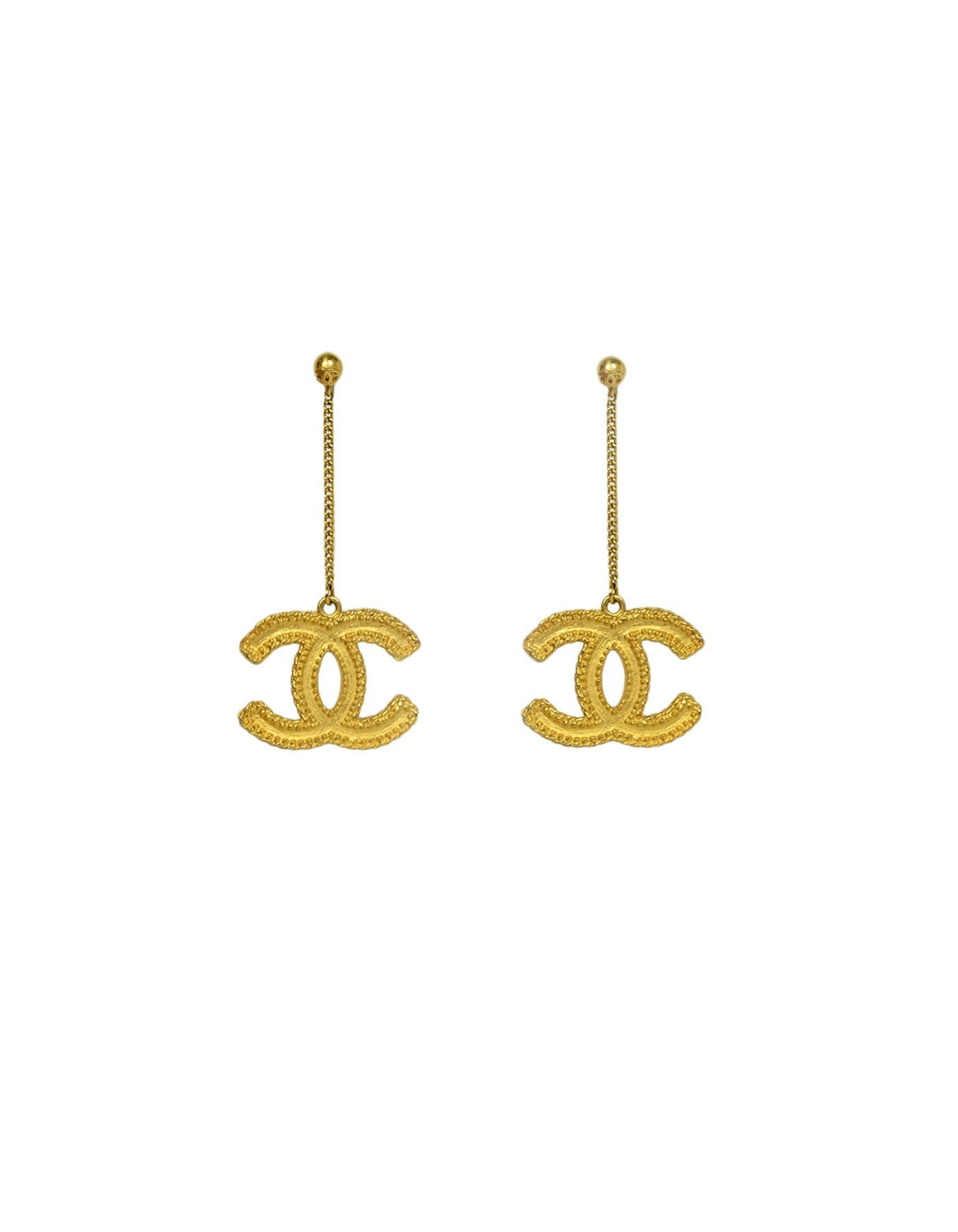 Chanel Goldtone CC Drop Earrings Jewelry