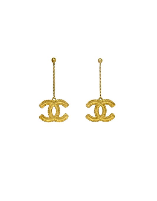 Chanel Goldtone CC Drop Earrings Jewelry