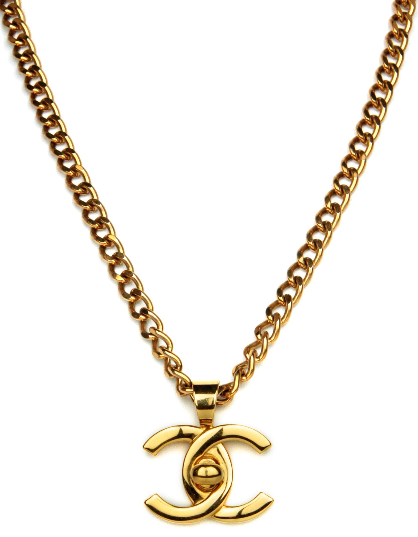 Chanel ' Goldtone CC Twistlock 22" Necklace