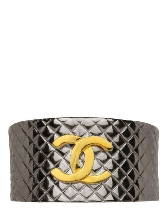 Chanel ' Silver Quilted CC Cuff Bracelet