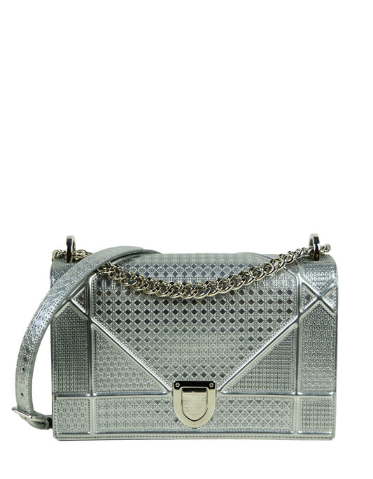 Dior Handbag Christian Micro-Cannage ama Flap Bag Leather Patent Black Shoulder Bag