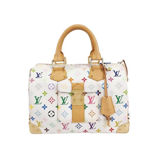 Louis Vuitton x Takashi Murakami Speedy 30 Lock Multicolor White Handbag Multicolor 15