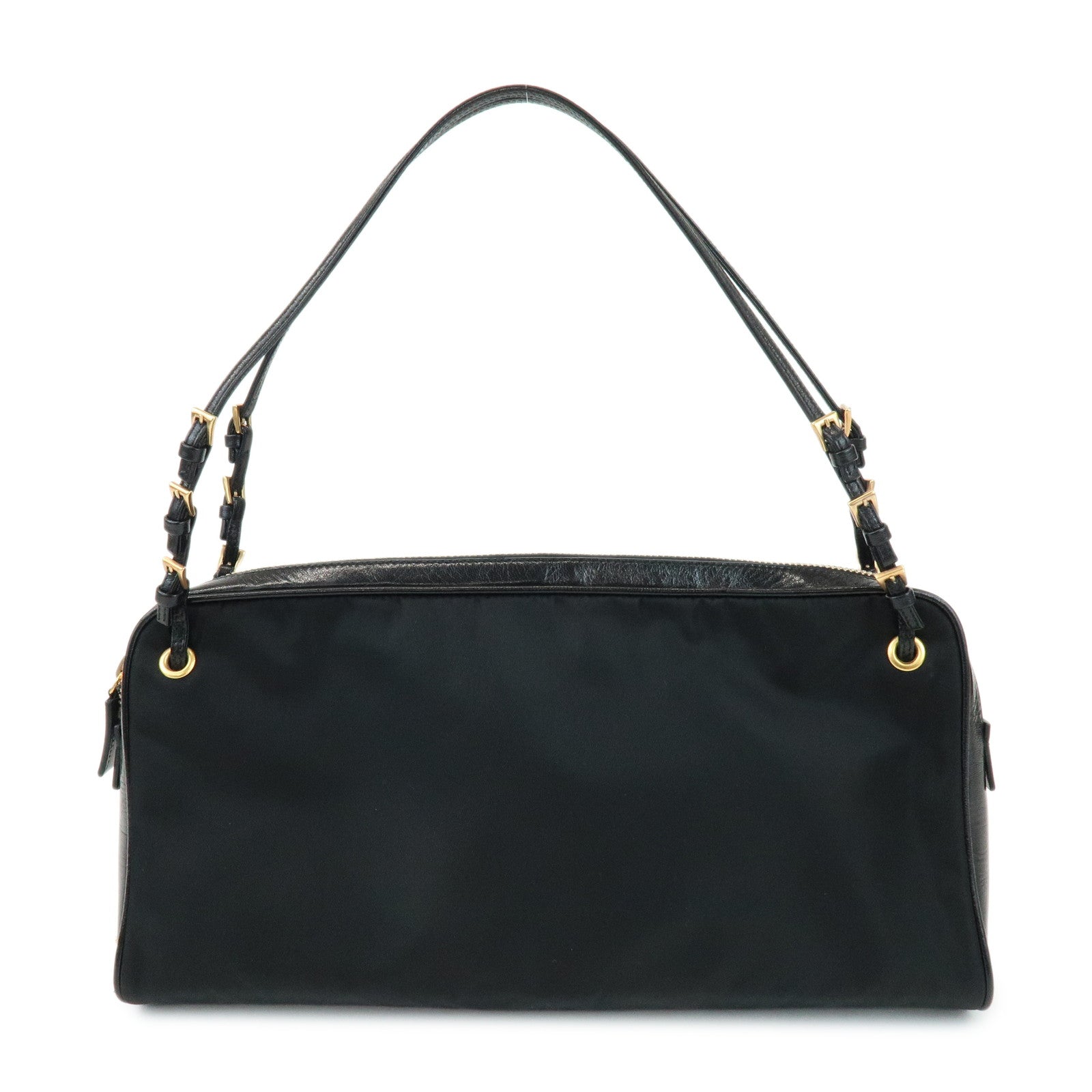 Shoulder Bag Triangle 4 Leather Nylon Black
