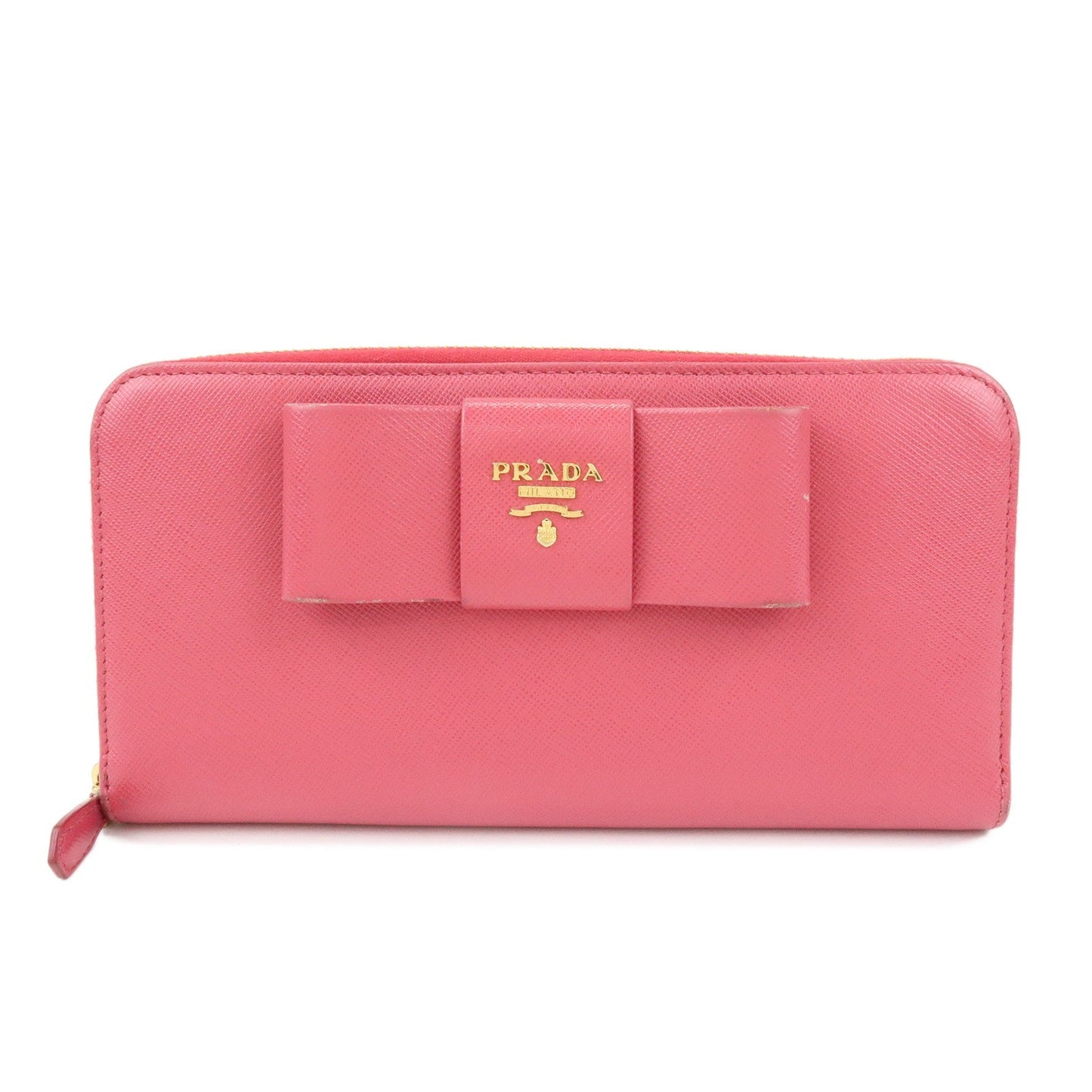 Round Zippy Wallet Leather Saffiano Pink Handbag