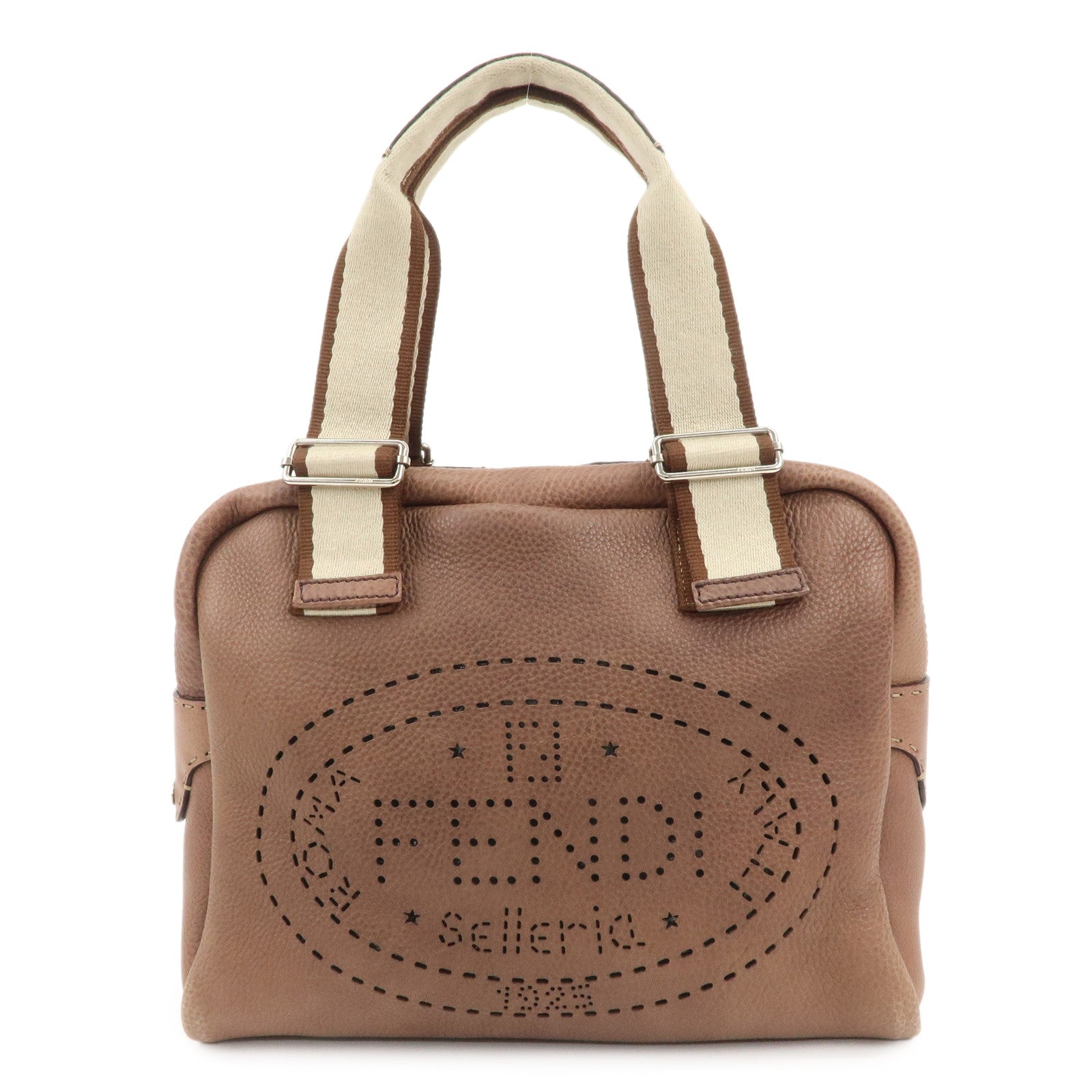 Shoulder Bag Selleria Hand Bag Leather Canvas Brown