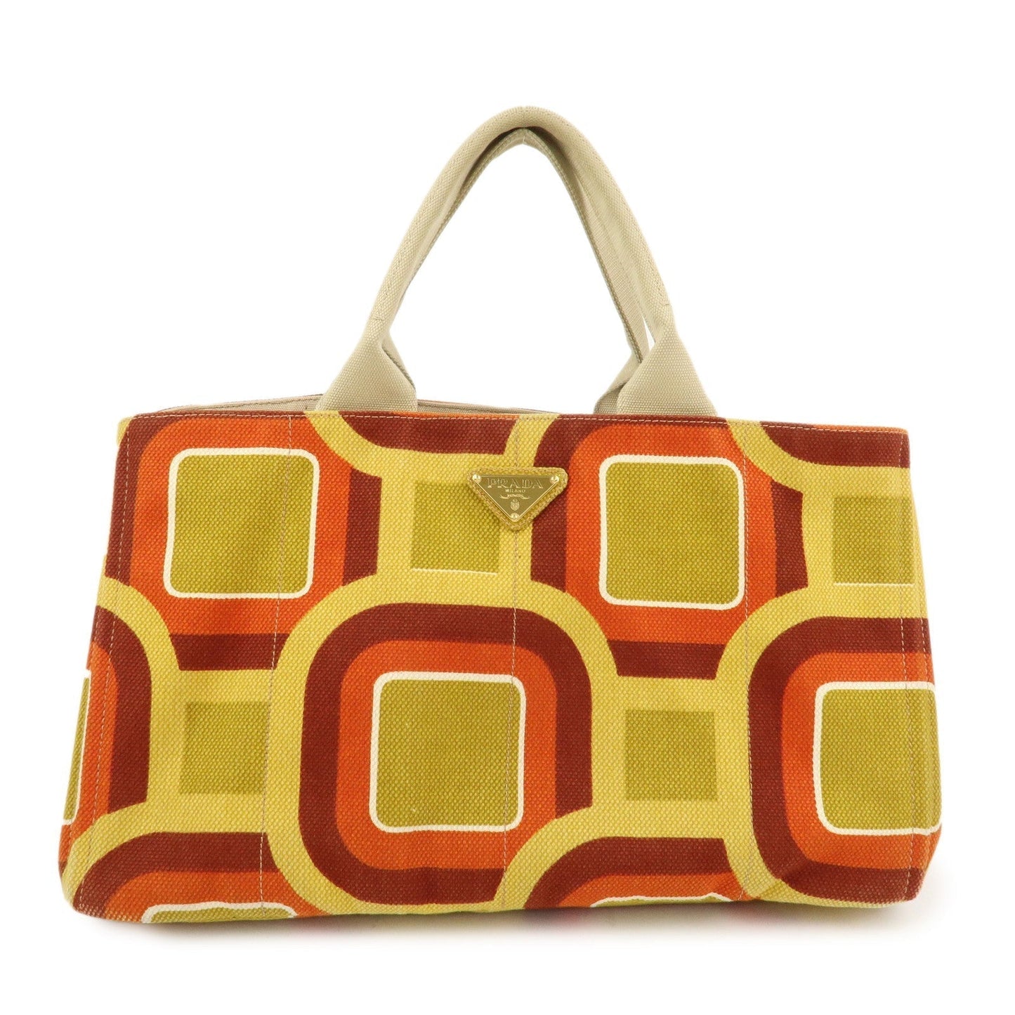 Tote Bag Triangle Canapa Tote Hand Bag Yellow Orange Large