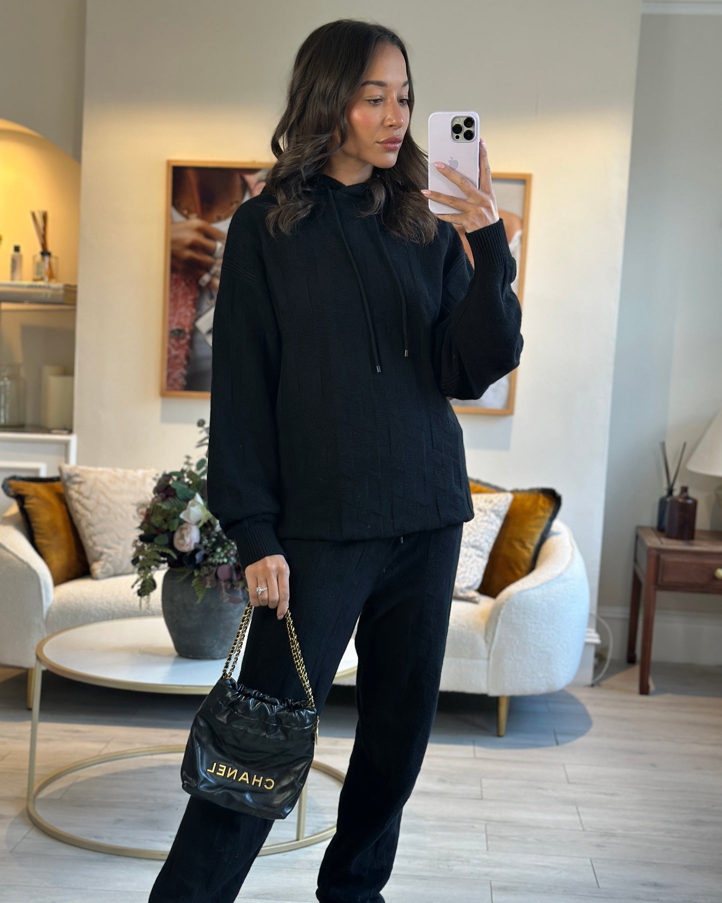 Chanel *RARE* Mini 22 in Black Shiny Calfskin with Gold Hardware Accessory