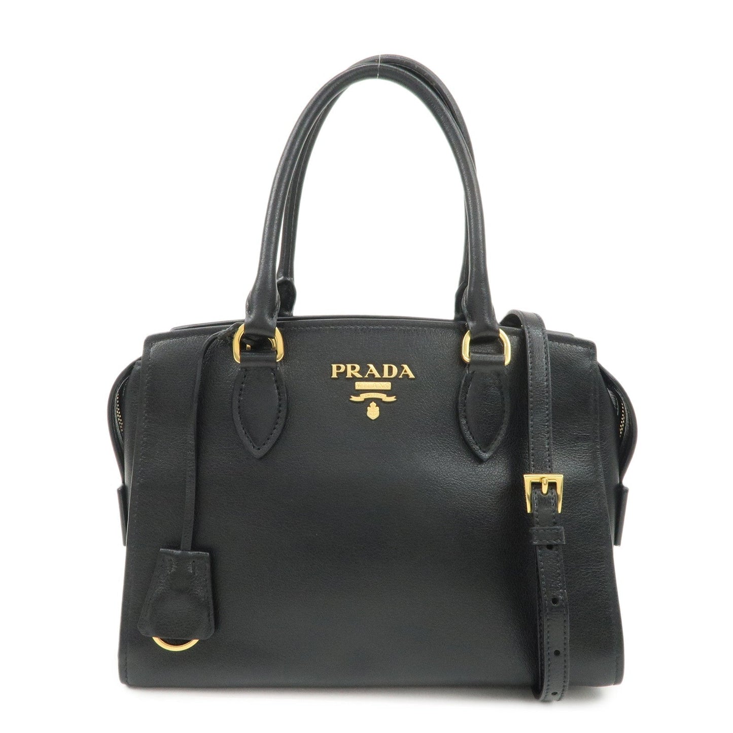 2Way Bag Hand Bag Hardware d Leather Black Gold Handbag