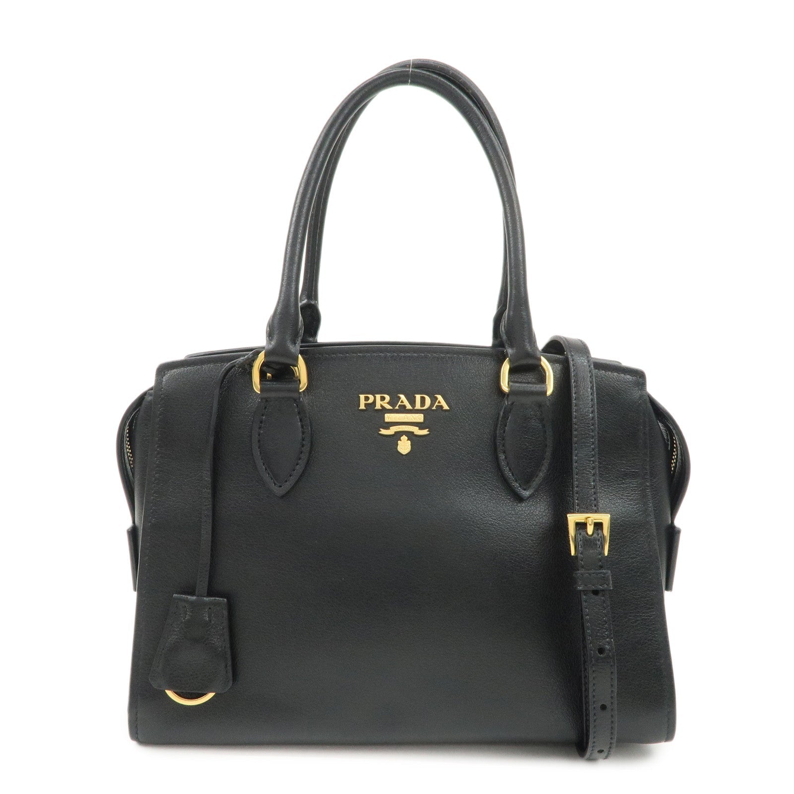 2Way Bag Hand Bag Hardware d Leather Black Gold Handbag