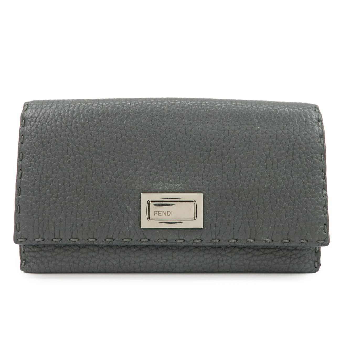 Selleria Peekaboo Bi-Fold Long Wallet Leather Gray Handbag