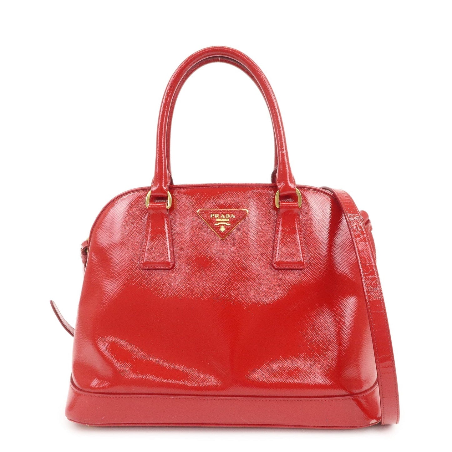 Triangle Bag Hand Bag Leather Patent Red Handbag
