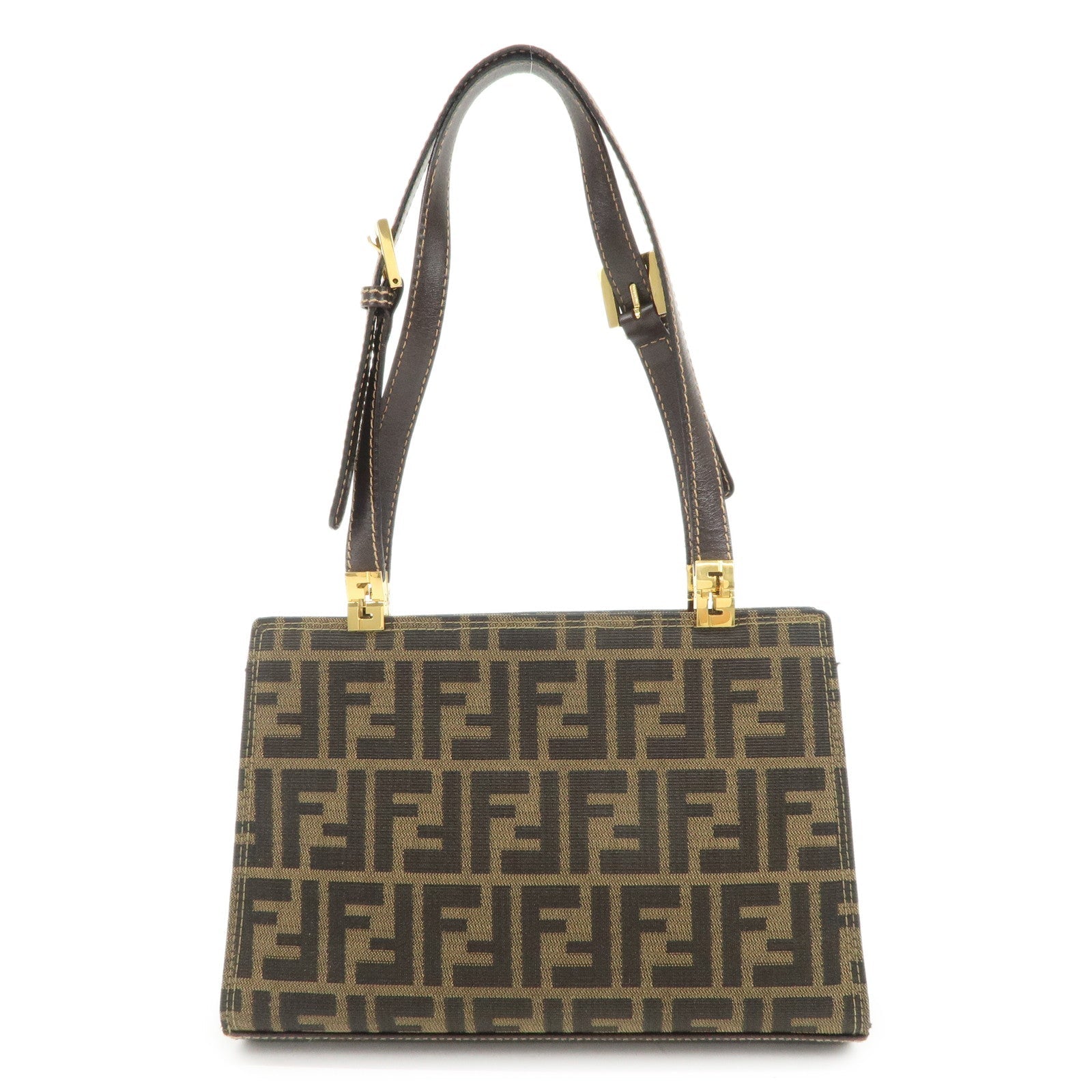 Shoulder Bag Zucca Hand Bag Leather Canvas Black