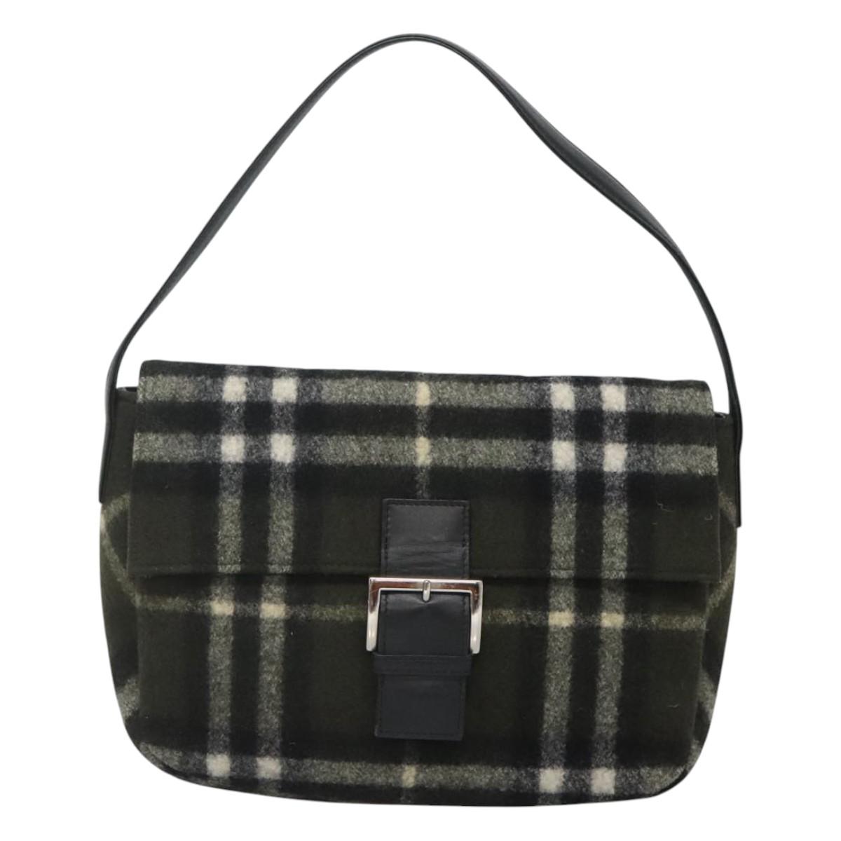 Burberry Nova Check Khaki Wool Shoulder Bag