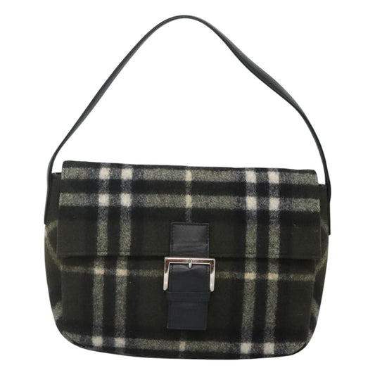 Burberry Nova Check Khaki Wool Shoulder Bag