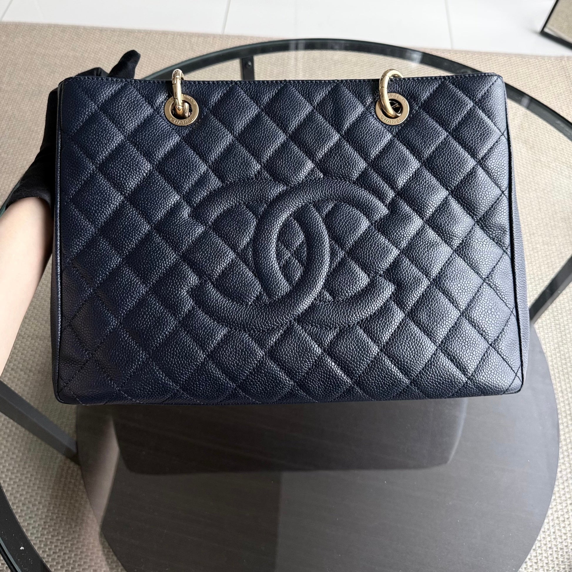 Chanel GST Grand Shopping Tote - Caviar Grained Quilted Blue Tote Bag 19 2