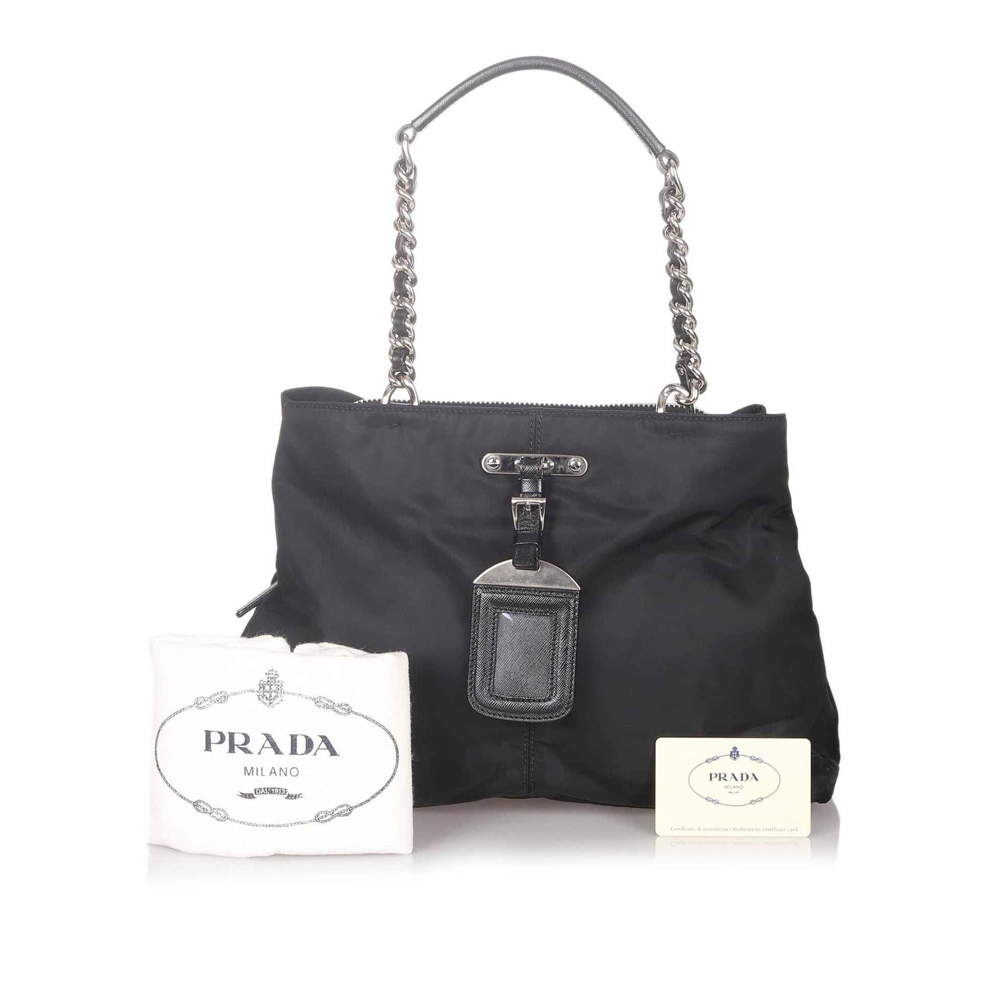 Prada Tessuto Shoulder Bag Black Chain