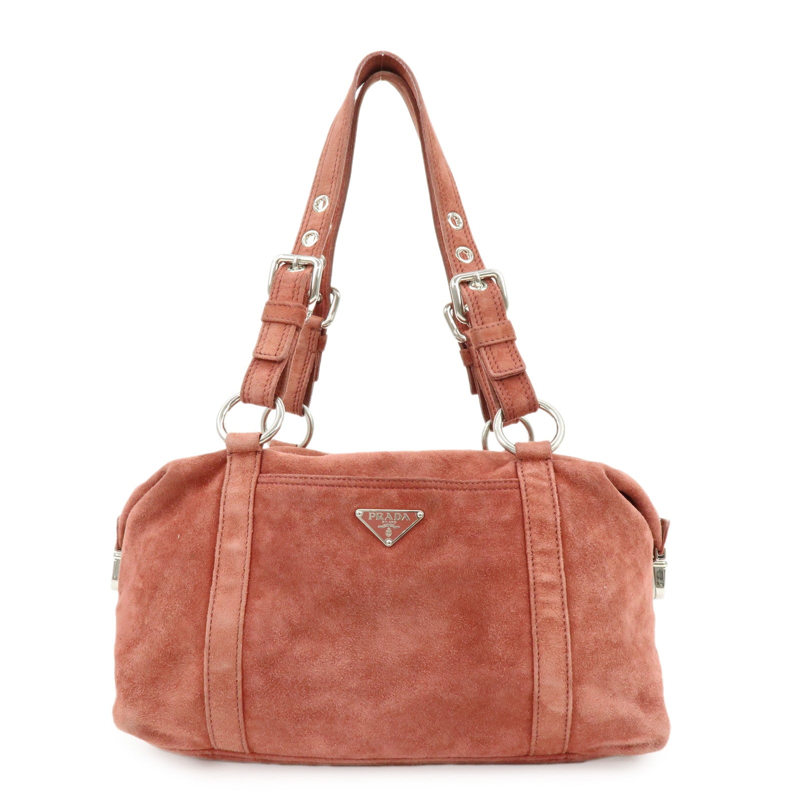 Boston Bag Hand Bag Suede Pink Handbag