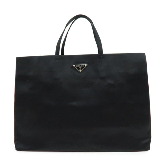 Tote Bag Triangle Hand Bag Satin Black Logo