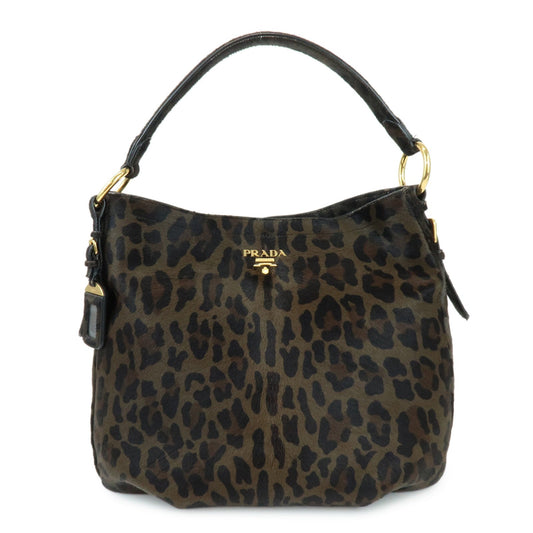 Shoulder Bag Leopard Unborn Calf Dark Brown