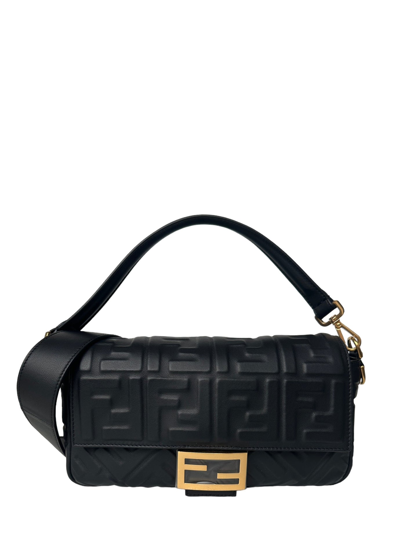 Fendi Handbag Baguette NM Leather Black Medium Shoulder Bag
