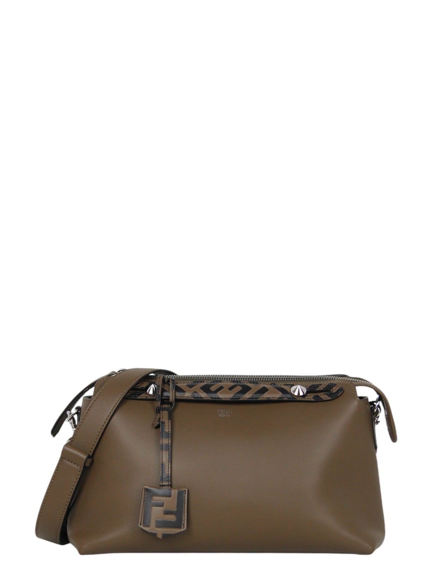 Fendi Handbag By The Way Boston Bag Leather Monogram Brown Satchel Bag