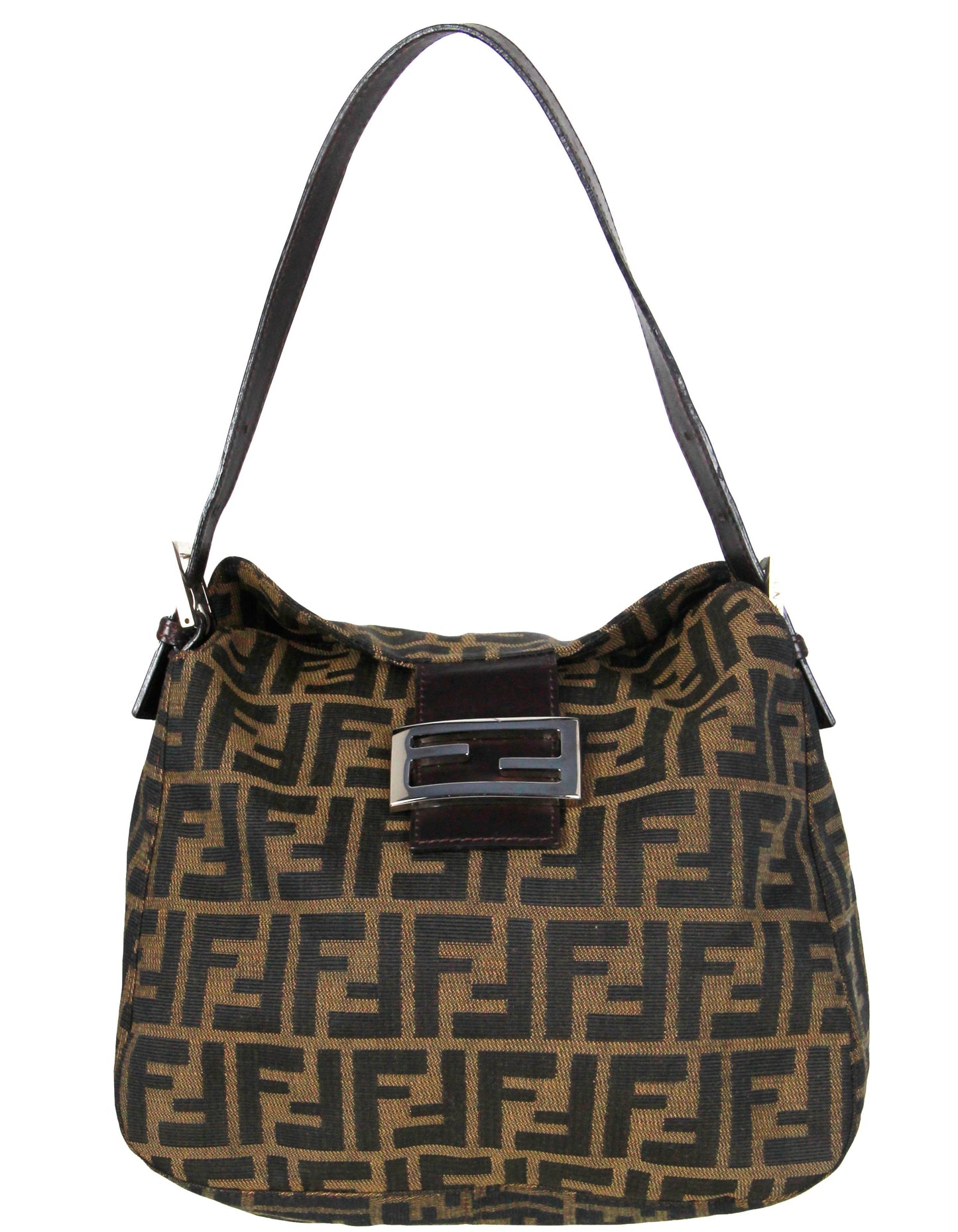 Fendi Handbag Tobacco Zucca Baguette Bag Monogram Brown Flap Shoulder Bag