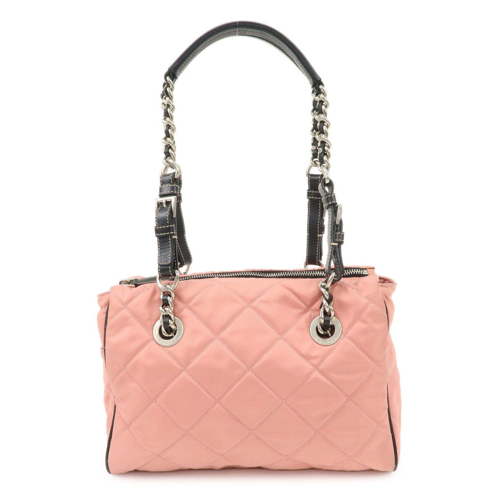 Tote Bag Triangle Shoulder Bag d Leather Nylon Pink