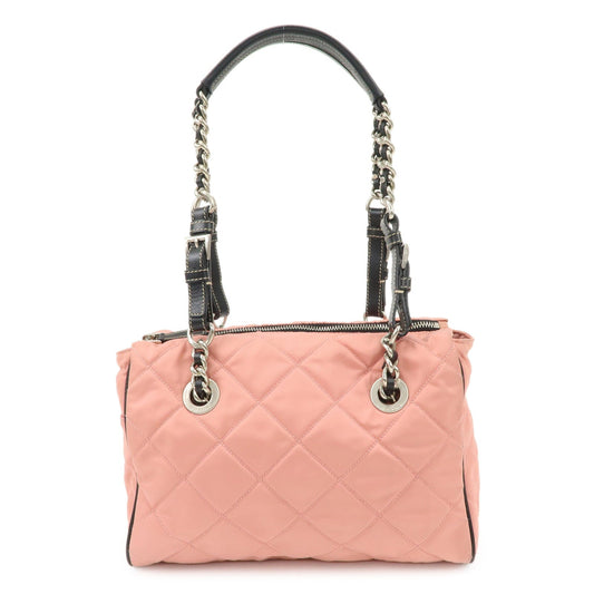 Tote Bag Triangle Shoulder Bag d Leather Nylon Pink