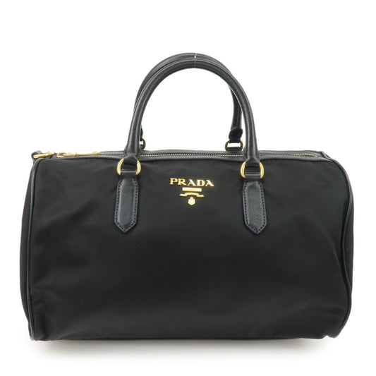 Boston Bag Hand Bag HDW d Leather Nylon Black Handbag