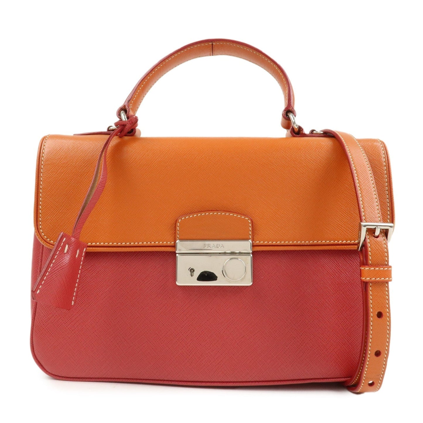 Tote Bag 2 Way Bag Shoulder Bag Leather Saffiano Red