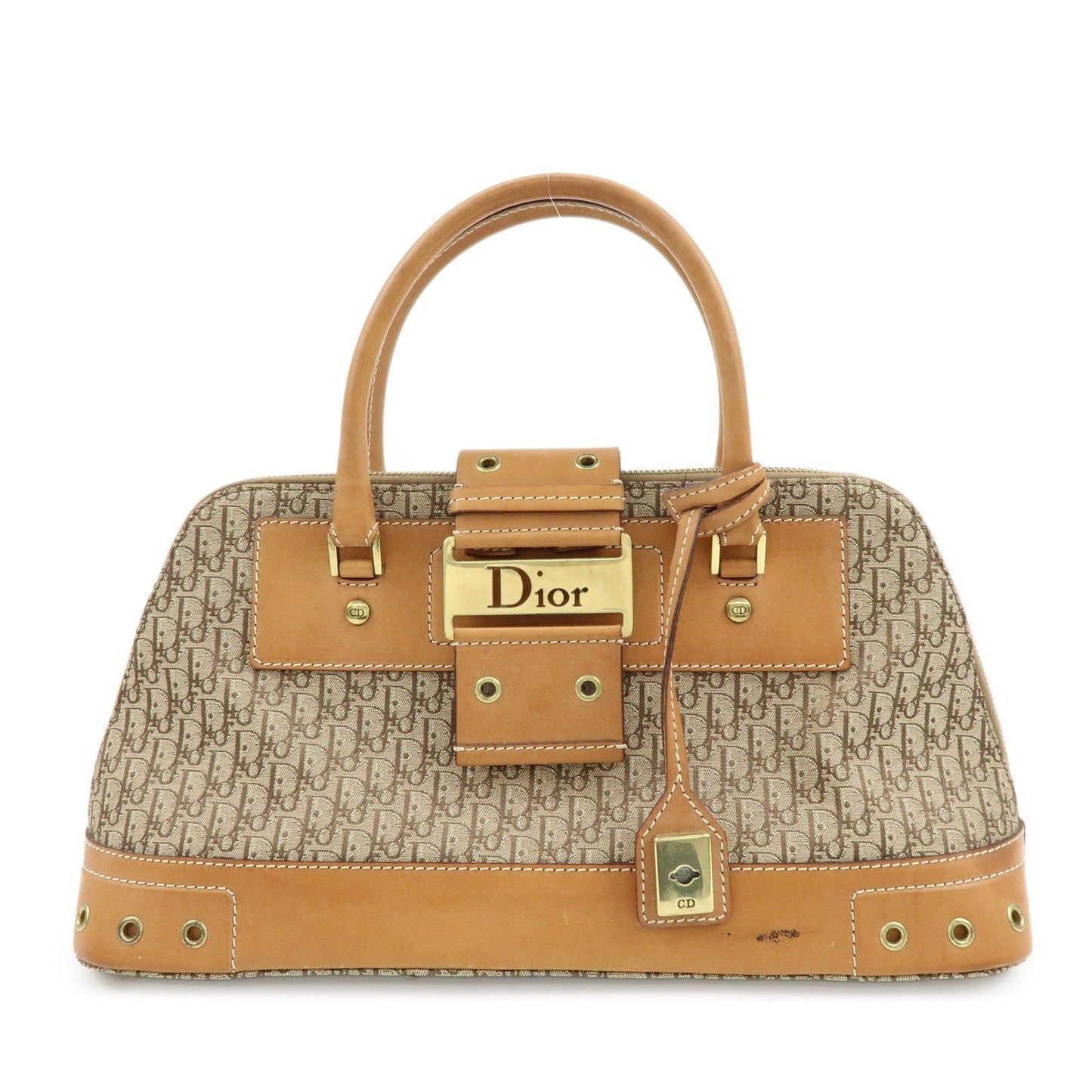 Dior Handbag Christian Trotter Street Chic Jacquard Hand Bag Leather Canvas